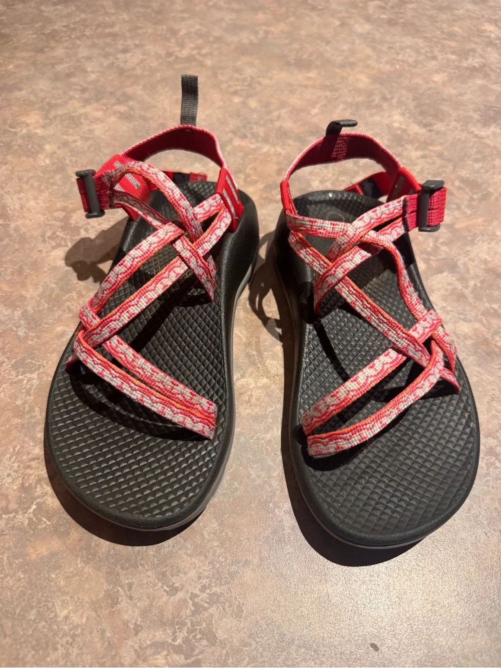 Chaco Red and Black Strappy Outdoor Sandals